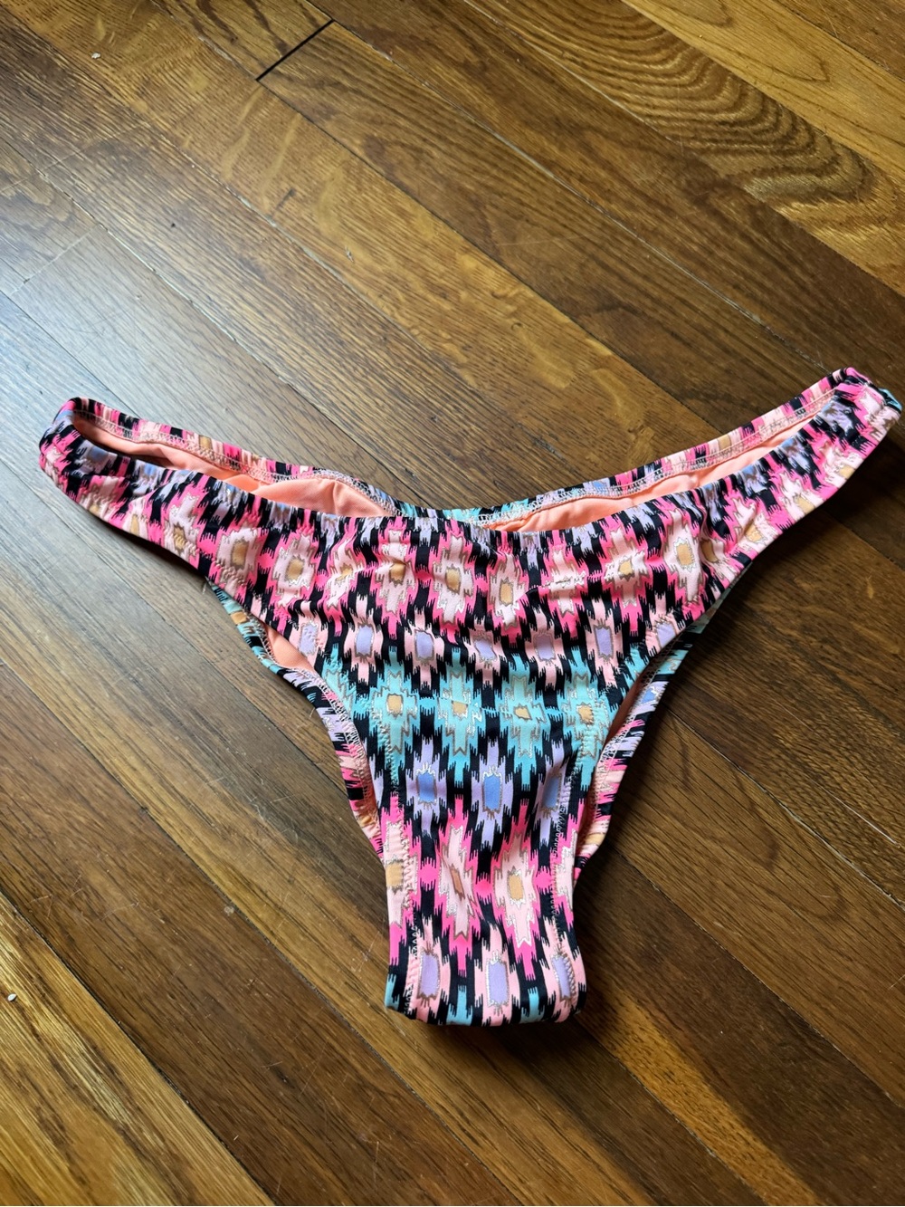 Victoria's Secret Peach Bikini Bottom with Multicolor Trim